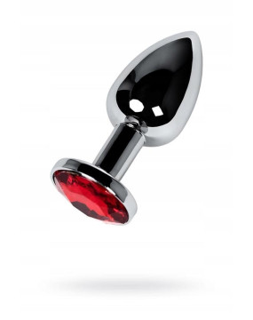 Silver anal plug with  red gem