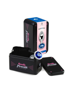 BLUE JEWELLED METAL BUTT PLUG