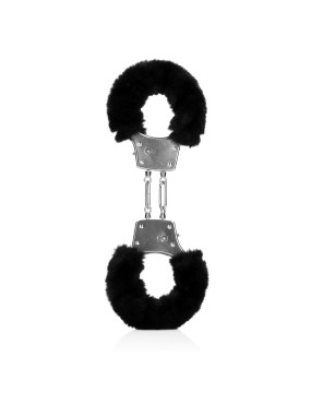 Furry Metal Hand Cuffs - Black